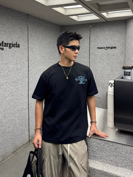 Luxury  Black  Oversized T-shirt With Brand Signature