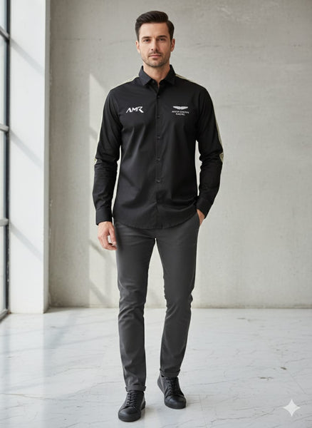 Premium Regular Fit Shirt with Brand  Signature Sleeve Stripes