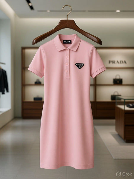 Elegant Premium Pink  Polo Dress  Classic & Chic Style
