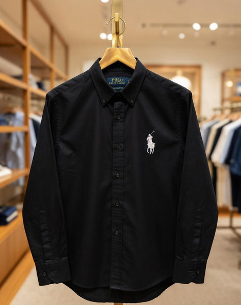 Elegant Black Regular-Fit Button-Down Shirt for Women