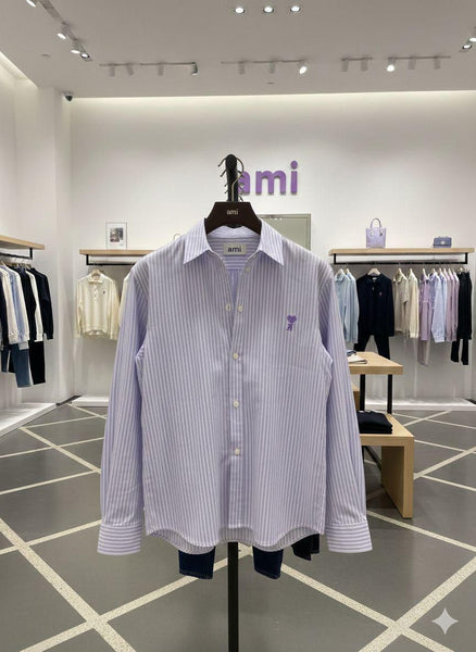 Chic Lavender Striped Button-Down Shirt for Women