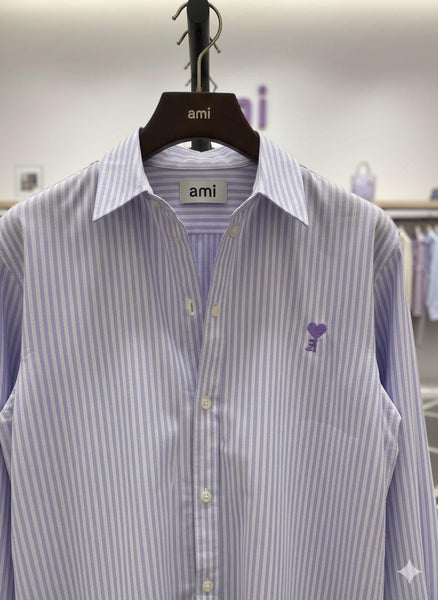 Chic Lavender Striped Button-Down Shirt for Women