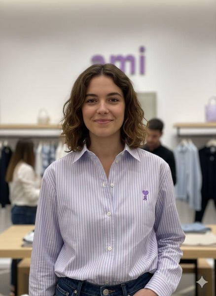 Chic Lavender Striped Button-Down Shirt for Women
