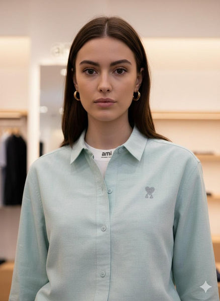 Premium Imported Embroidered Logo Button-Down Shirt for Women