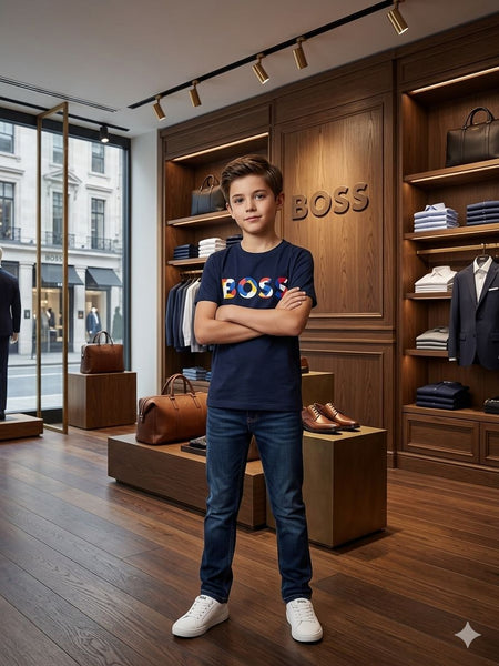 Premium Kids  Navy Blue Printed  T-Shirt
