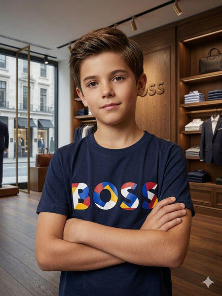 Premium Kids  Navy Blue Printed  T-Shirt