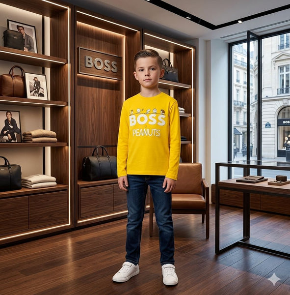 Premium Kids  Yellow Full Sleeve Printed T-Shirt