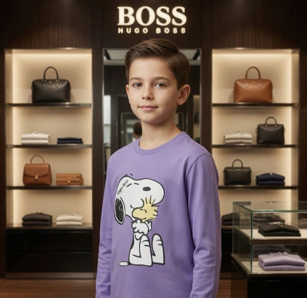 Premium Kids Purple Cartoon  Print Full Sleeve T-Shirt