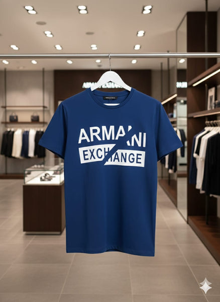 Premium Blue Graphic Logo T-Shirt for Men  Modern Casual Style