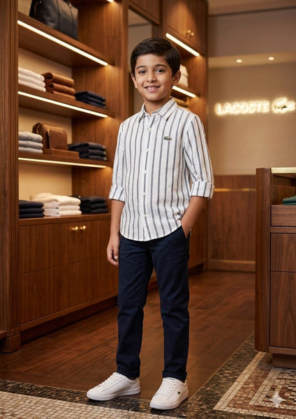 Premium Stylish Kids White & Grey Striped Shirt