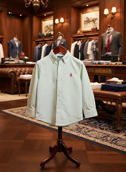 Premium Kids Light Green Check Shirt Classic Smart Casual Wear