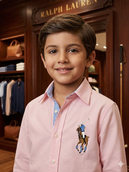 Premium Kids Branded Pink Shirt  With initial Brand Logo