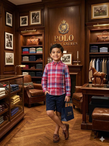 Premium Plaid Button-Down Shirt For Kids