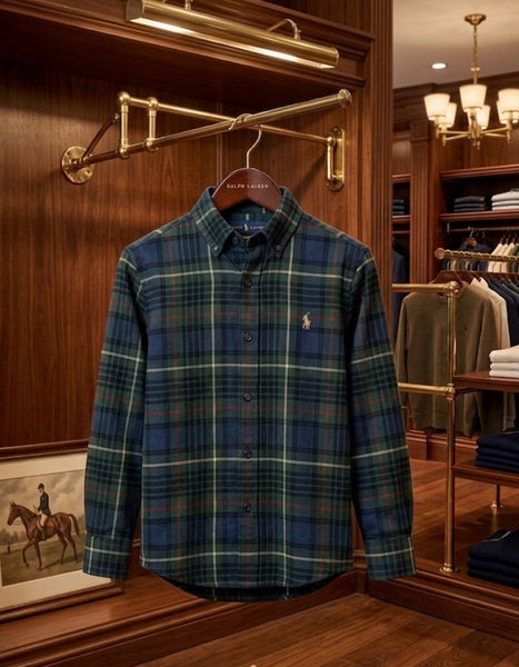 Kids Premium Plaid Shirt Classic Green & Blue Check