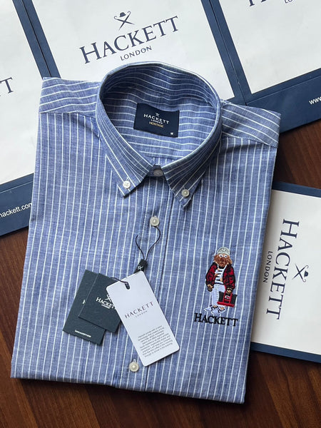 Premium Men’s Blue Striped Shirt Full Sleeve Button-Down Casual Office Wear