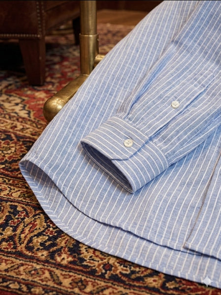 Premium Men’s Blue Striped Shirt Full Sleeve Button-Down Casual Office Wear