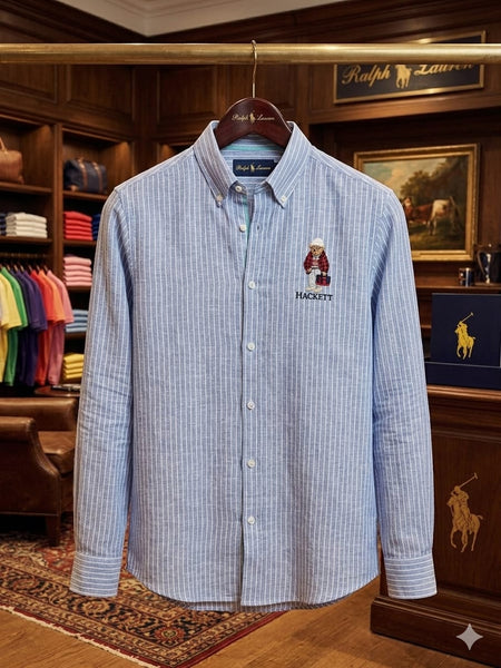 Premium Men’s Blue Striped Shirt Full Sleeve Button-Down Casual Office Wear