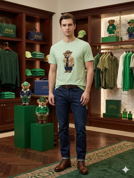 Premium Stylish Embroidered Bear Round Neck Casual Tee