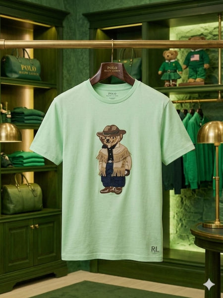 Premium Stylish Embroidered Bear Round Neck Casual Tee