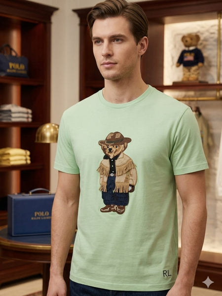 Premium Stylish Embroidered Bear Round Neck Casual Tee