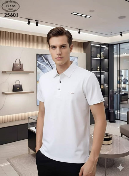Classic White Premium Polo T-Shirt with Minimal Logo Detail