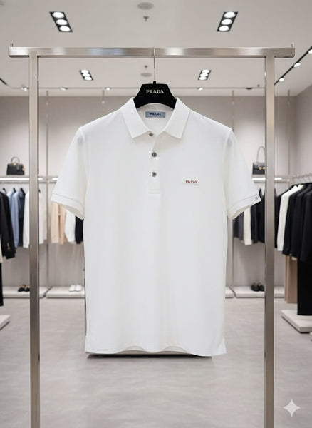 Classic White Premium Polo T-Shirt with Minimal Logo Detail