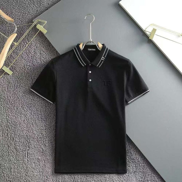 Classic Black Premium Polo T-Shirt with Contrast Collar Detail