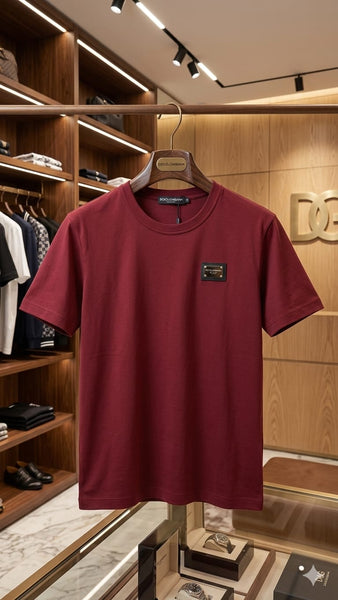 Premium Maroon Minimal Logo Crew Neck T-Shirt for Men