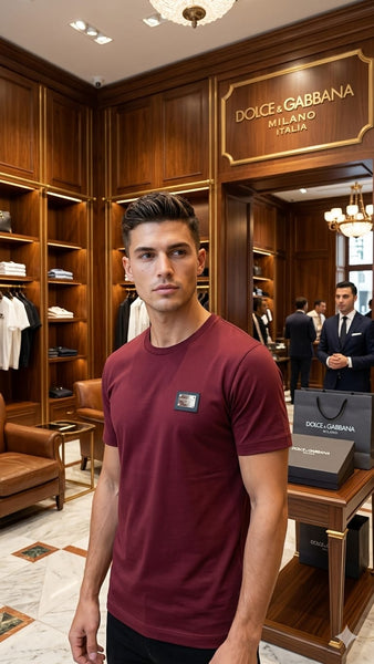 Premium Maroon Minimal Logo Crew Neck T-Shirt for Men