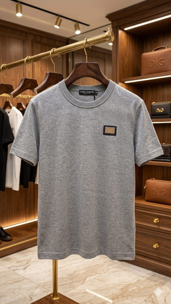 Premium Grey Regular Fit Crew Neck T-Shirt with Minimal Logo Detail