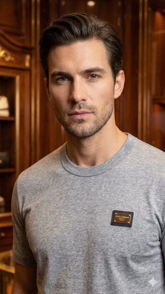 Premium Grey Regular Fit Crew Neck T-Shirt with Minimal Logo Detail