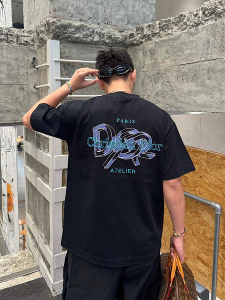 Luxury Embroidered Brand Black Over size T-Shirt