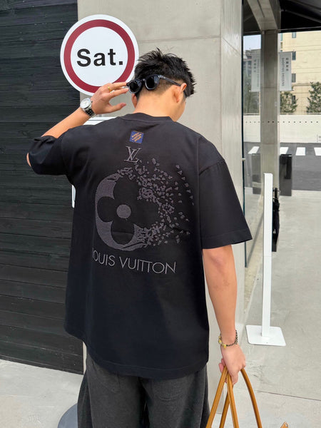 Premium Black Designer Embroidered Logo Oversized T-Shirt