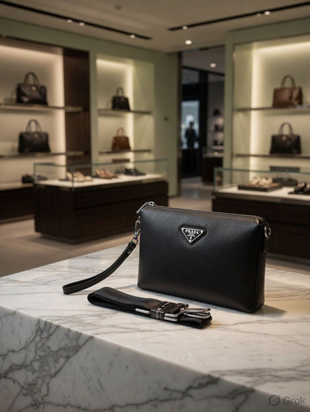 Premium Black Leather Crossbody Office Bag for Men