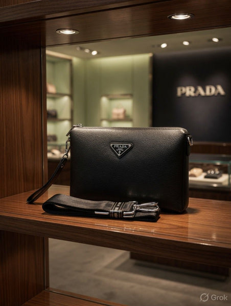 Premium Black Leather Crossbody Office Bag for Men
