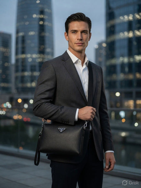 Premium Black Leather Crossbody Office Bag for Men