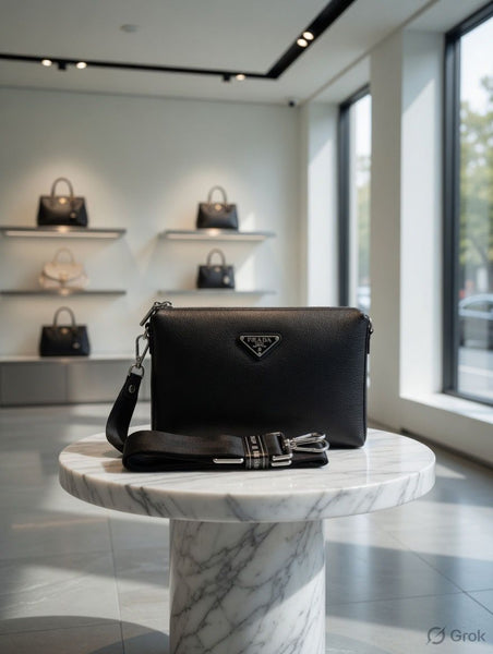 Premium Black Leather Crossbody Office Bag for Men