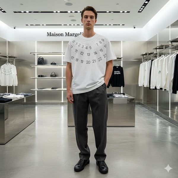 Minimalist Number Print White T-Shirt for Men