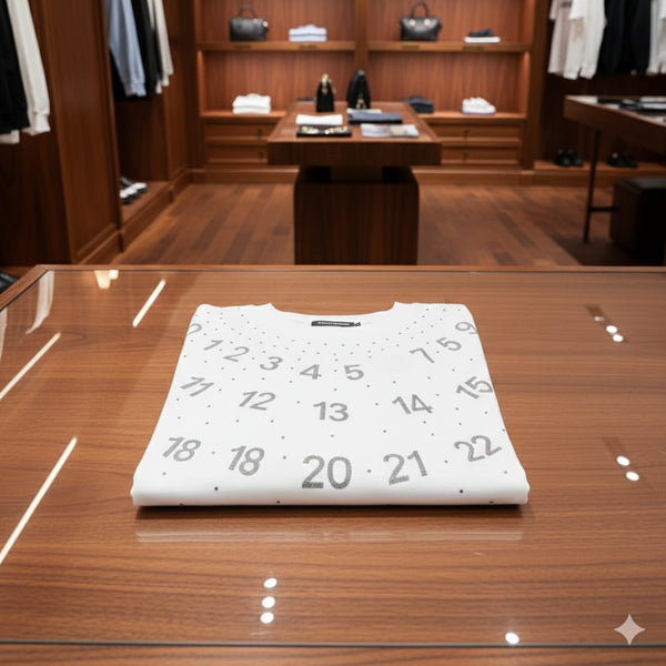 Minimalist Number Print White T-Shirt for Men