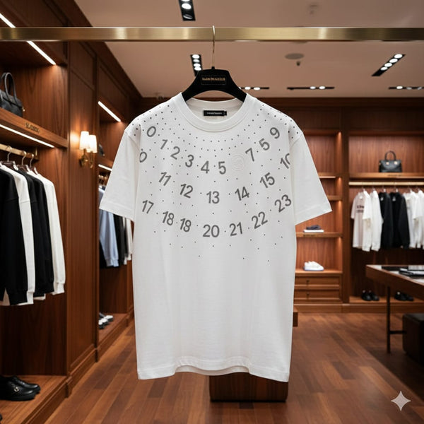 Minimalist Number Print White T-Shirt for Men