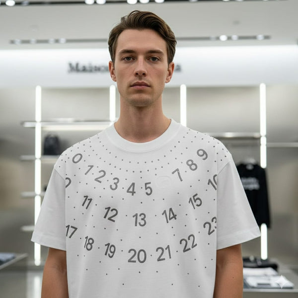 Minimalist Number Print White T-Shirt for Men