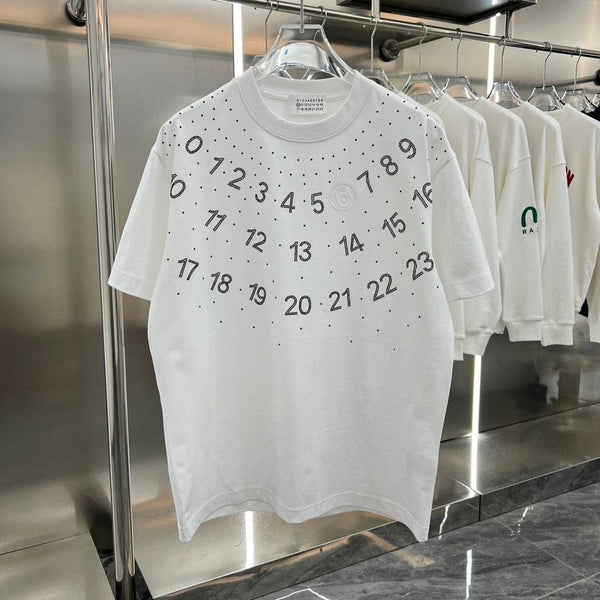 Minimalist Number Print White T-Shirt for Men