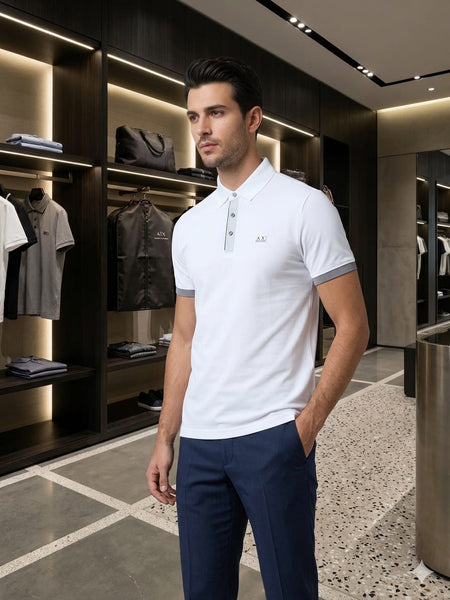 Premium White Polo T-Shirt Brand  Logo Smart Casual Regular Fit