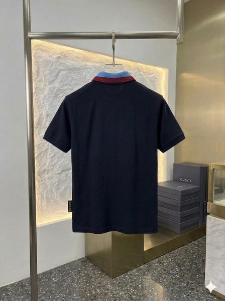 Luxury Navy Polo T-Shirt Signature Designer Style
