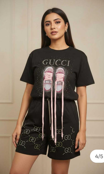 Premium Black  Co-Ord Set for Women Stylish T-Shirt & Shorts Set