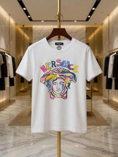 Premium White  Multicolour Brand Signature Casual T-Shirt for Women