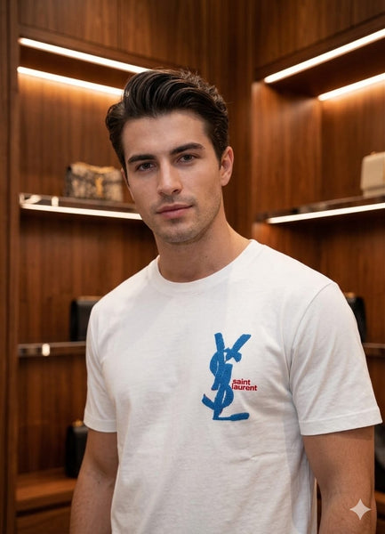 Premium White Branded Men  Drop Shoulder T-Shirt With Embroidered Logo