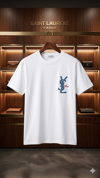 Premium White Branded Men  Drop Shoulder T-Shirt With Embroidered Logo