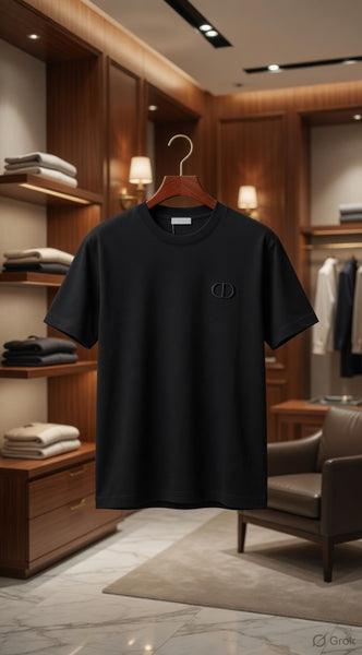 Premium Black Round Neck Drop Shoulder T-Shirt for Men
