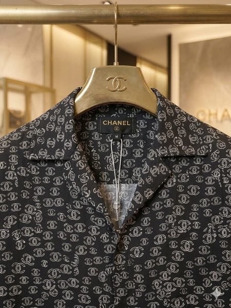 Elegant Monogram Print Drop Shoulder Shirt
